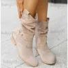 Botas 2021 inverno quente camurça mulheres botas vintage zíper sapatos fivela senhora meados de bezerro bota ao ar livre grosso baixo salto feminino apontou botas t231025