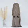 Abbigliamento etnico Ramadan Pizzo Raso Abaya Maniche lunghe Plus Size Felpe con cappuccio da donna Abito Hijab musulmano Dubai Large Ladies Eid islamico