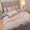 Thicken Coral Khaki Fleece Bedding Four-Piece Bed Set Besigner Bedding Sets Luxurious Shaker Flannel Bed Sheets Contact Us For More Pictures s