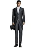 Men's Suits Swallow Tailed 3 Pieces Suit Jacket Vest Pinstripe Pants Tuxedos