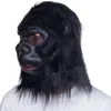 Fournitures de fête Masque de gorille Masques de tête de chimpanzé Adulte Visage complet Singe animal drôle Latex Noir Halloween Cadeaux de carnaval de Noël