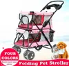 Lightweight Portable 4 Wheel Folding Doublelayer Pet Stroller for 2 Dogs with Large Space Double Cat Strollers Outdoor Travel6404673