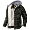 Men's Jackets Size US Winter Warm Jackets Fleece Hood Plaid Flannel Shirts for Men Long Sleeve Coats Thermal Outwear Cargo Working Jacket YQ231025