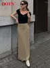 Gonne Elegante Khaki Dritto Lungo Donne Twill Street Chic Solido Autunno Casual Alla Caviglia Gonna Spaccata Femminile 2023