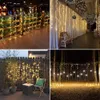 Juldekorationer 110V US Pluggardinljus LED ICICLE String Light Connectable År 2024 Garland 3x1/3x2/3x3/6x3m Juldekorationer 2024 231025