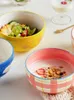 Decorative Figurines Japanese And Korean Style Flower Ceramic Bowl Underglaze Household Rice Breakfast Dessert Fruit Salad Yogurt