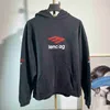 Herrhuvtröjor Sweatshirts Designer High Edition 3B broderad hoodie med bågar, anpassad vävning, färgning, O Drop Shoulder Löst Fit Bomull Partröja Pve6