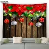 Tapisseries Tapisserie de Noël Corde Boule Branche de Pin Bonhomme de Neige Arbres de Noël Planche de Bois Flocon de Neige Année Tenture Murale Maison Salon Décor 231023