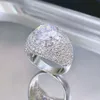 Bagues de luxe en argent Sterling 925 glacé, Vvs Moissanite, Style Hip Hop, pour fiançailles et mariage