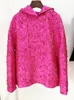 1026 2023滑走路秋の秋のブランド同じスタイルのセーター長袖フード付きビーズピンクファッション服高品質の女性オウレイ