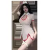 Cosplay Sexy Cosplay Women Nurse Outfit Costumes Erotic Lingerie Role Play Underwear Transparent Mesh Mini Dress for Free Shipping