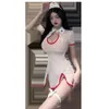 Cosplay Sexy Cosplay Femmes Infirmière Outfit Costumes Érotique Lingerie Jeu de Rôle Sous-Vêtements Transparent Mesh Mini Robe pour Livraison Gratuite