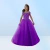 Flickor Pageant Dresses Off the Shoulder Long Princess Birthday Ball Gowns Kids Prom Dress 2020 Tulle4330098