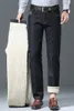 Mens Jeans Winter Wool Velvet Fleece förtjockad rak Midwaist Business Comfort Thermal Denim Trousers 231025