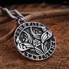 Anhänger Halsketten Vintage Edelstahl Viking Odin Crow Halskette Für Männer Nordic Rune Kompass Amulett Schmuck Geschenke