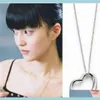 handgemachter Schmuck Koreanische Mode Einfache Silber Glatte Herzförmige Pfirsich Herz Frauen Schmuck Ioe4J Anhänger Halsketten Wni5H2351