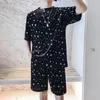 Herrspår 2024 Sommaruppsättningar Matchande t-shirt och shorts Full Star Print Cool Breattable Velvet Short Sleeve Top Elastic midja