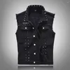 Gilet da uomo Casual Cowboy Horse Clip Vest Jeans senza maniche alla moda Denim nero per uomo Taglie forti 5XL 6XL