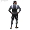 Tute da uomo Set di compressione da uomo in 3 pezzi da corsa camicia a maniche lunghe ad asciugatura rapida gambe da palestra pantaloni da uomo fitness basket abbigliamento sportivo Q231025