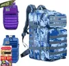 Torby na zewnątrz granatowy napaść taktyczna plecak 3p Edc Molle Rucksack Men Sports Climbing 45L Holing Camping Bag 231024