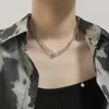 Anhänger Halsketten VSnow Mode Doppelschicht Perle Asymmetrische Halskette Für Frauen Femme Zarte Chunky Kette Silber Farbe Schmuck