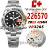 C + F CF GMT 42 mm cf226570 VR3285 Montre automatique pour homme Lunette brossée Cadran noir Marqueurs ronds Bracelet en acier OysterSteel 904L Super Edition Trustytime001Montres-bracelets