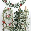 Decoratieve bloemen 177cm kunstmatige hulstbessen met bladerenslinger voor kerstkrans bruiloft bloemstuk cadeau scrapbooking