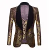Wedding Italian Design Niestandardowy Tuxedo Kurtka Plaroom Therno garnitury do złota garnitur dla mężczyzn