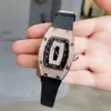 Fantastisch designer dameshorloge Dames RM07 Saffierspiegelhorloges met doos ZR99 Hoogwaardig mechanisch uurwerk Uhren rubberen band Montre Ice Out Luxe
