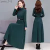 Basic Casual Dresses Elegant Turtleneck A-Line Long Dress Women Winter Warm Korean Sleeve Bottoming Maxi Vestidos De Mujer 2023 YQ231025