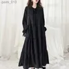 Robes de grande taille décontractées de base 6XL 150 KG robe d'automne couleur noire femmes Harajuku dames en mousseline de soie Vintage Maxi YQ231025