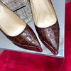 Projektant mody Wysokiej jakości damski podeszwy na wysokie obcasy luksusowe skórzane sandały sandały drobne obcasy inkrustowani Rhindiamond AAA kapcie 1-12 cm obiadowe buty imprezowe H1500