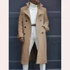 Mens Wool Blends Fashionable White Long Jacket Trench Wool Blended Men's Coat Trench Coat Double Breasted Coat Clothing Party Loose Jacket 231025