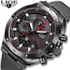 Armbandsur Lige Mens Watches Casual Chronograph Waterproof Military Sports Wrist Watch Fashion Quartz Calender Man Clock Relogio Masculino 231025