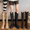 Boots Winter Knee High Boots For Women Fashion Lace Up Square Heel Long Boots 2023 Ladies Comfort Platform Mordern BootsL231025