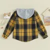 Jackor Kid Baby Girl Boy Long Sleeve Shirt Jacket Plaid Print Button Stängning Fall Hoodie Coat Tops