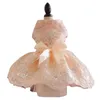Vêtements de chien élégant Bowknot robe de mariée chiot princesse fleur brodée luxe design vêtements pour petits chiens fête bal