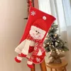 Bas de Noël Sacs cadeaux Chaussettes tricotées rouges Décorations de Noël Grandes chaussettes décoratives de 45 cm Bas de cheminée durable Suspendu Bonbons Fête Mignon Père Noël