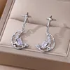 Ohrstecker Niedlicher Mond Stern Zirkon Für Frauen 18 Karat Vergoldet Schmuck Piercing Hoop Ohrschmuck Trend Zubehör Freundin Geschenk