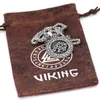 Pendentif Colliers Hommes 316L Acier inoxydable Norse Viking Odin's Wolf Rune Vantage Collier avec sac cadeau