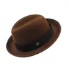 Berets Pork Pie Hat Brim Men kobiety Fedora Classic Gentleman Bowler Cosplay English Panama Jazz Hurt