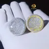 Zuanfa Men hiphop smycken 925 isade ut ringar sterling silver runda moissanit förlovningsring med GRA -certifikat