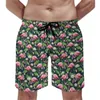 Shorts masculinos verão ginásio pássaros tropicais surf flamingo branco placa personalizada calças curtas clássico confortável praia troncos plus size