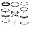 WKOUD 22-teiliges Halsband-Set, schwarze Halsketten für Frauen, Samt, Mädchen, klassische Henna-Schichthalskette 231025