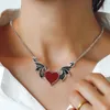 Pendant Necklaces Vintage Bats Heart Necklace For Women Men Trendy Bat Shaped Chain Choker Jewelry Accessories Girlfriends Gift 2023