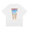 23SS Rhude Mens T Shirt Högkvalitativ Tess Designer American Fashion Brand Rhude Oil Målning Klocka Kokosnöt Trädtryck Double Garn Pure Cotton Hip Hop Men and Women