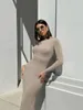 Casual Dresses Women Autumn Winter Solid Maxi Long Sweater Dress Elegant Fashion Pullover Bodycon Slim Streetwear Knitted 2023