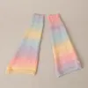 Chaussettes arc-en-ciel pour femmes, mode rétro, couverture en laine japonaise, dégradé d'épices, chauffe-cheville tricoté, couleur ample