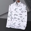 Camicie casual da uomo Marca Smart Men 2023 Camicia da uomo a maniche lunghe con stampa Moda Colletto rovesciato Slim per Camisas