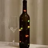 ديكورات عيد الميلاد 2M 10pcs LED زجاجة النبيذ مع سلسلة سلك النحاس Cork لزجاجات الخمور الحرف الخيالية الزفاف DRIDATION 231025